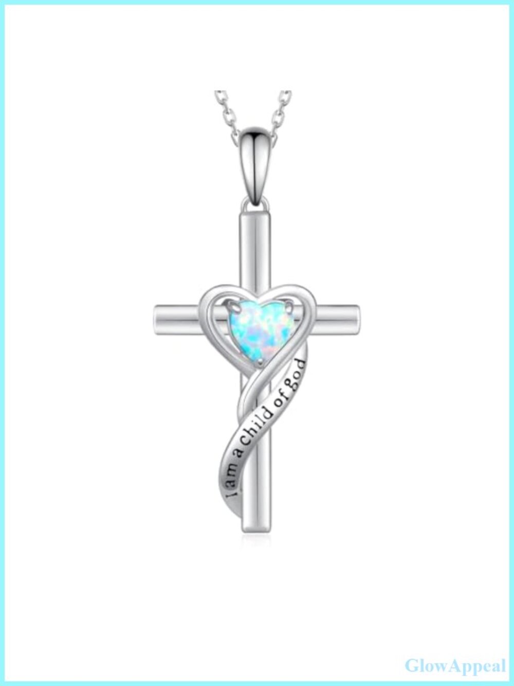 925 Sterling Silver Opal Cross Necklace Adjustable Baptism Gift